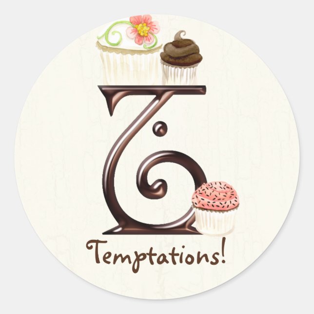 Lettre T Monogram Cupcake Logo Stickers d'entrepri (Devant)