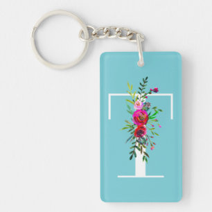 Lettre T Monogramme initial Floral Couleur personn