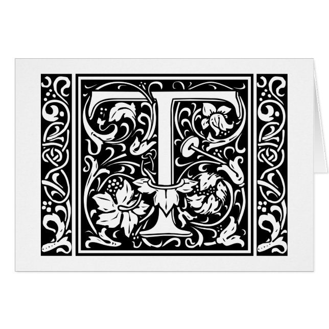 Lettre T Monogramme médiéval Art Nouveau (Devant horizontal)