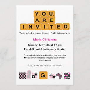Lettre Tiles Pink Invitation Anniversaire