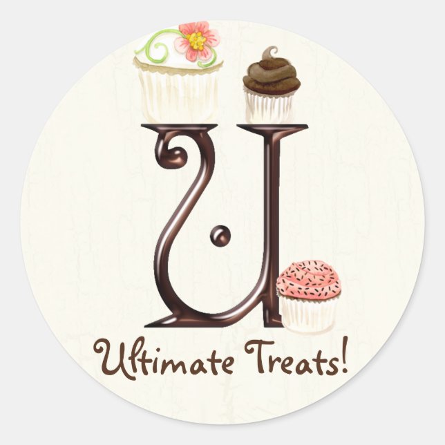 Lettre U Monogram Cupcake Logo Stickers d'entrepri (Devant)