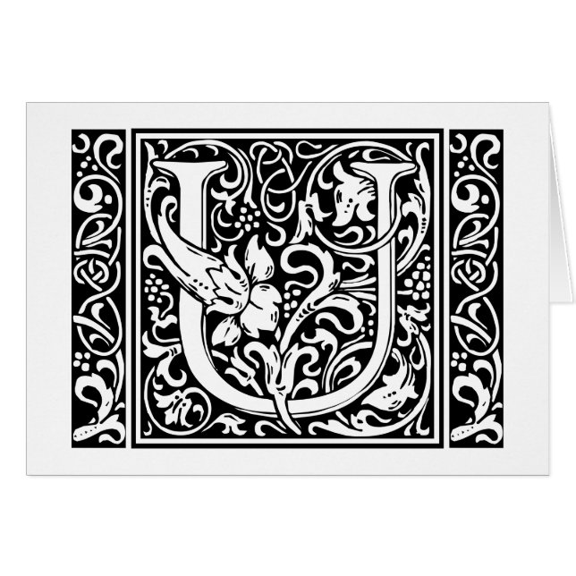 Lettre U Monogramme médiéval Art Nouveau (Devant horizontal)
