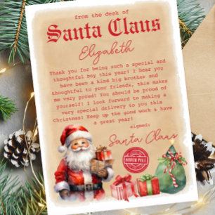 Lettre vintage de Père Noël Watercolor Invitation