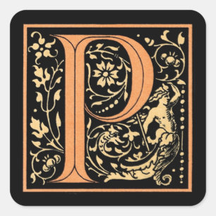 LETTRE vintage NOIR ET OR "P" - Sticker