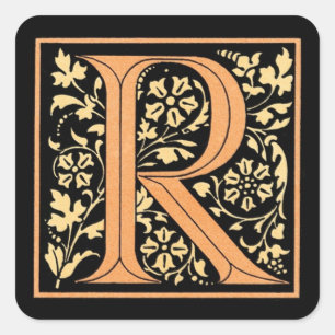LETTRE vintage NOIR ET OR ‘R’ - Sticker