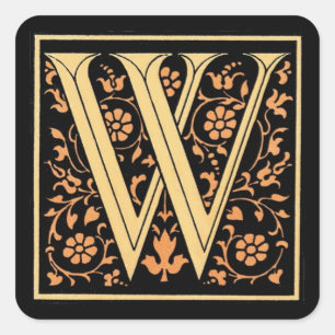 LETTRE vintage NOIR ET OR "W" - Sticker