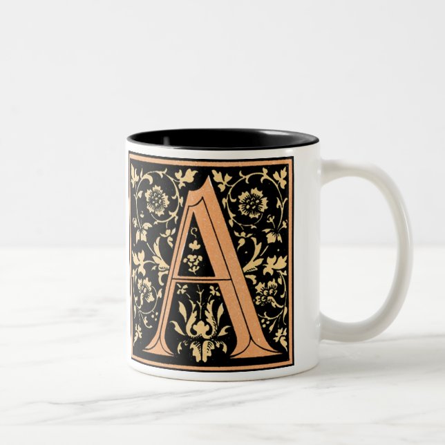 Lettre vintage noire et or 'A' - Mug (Droit)