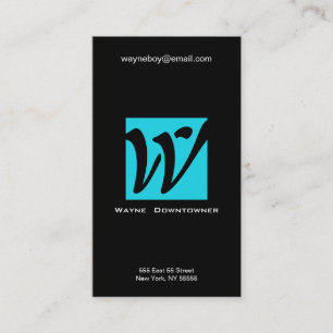 Lettre W Alphabet Carte de visite Bleu noir