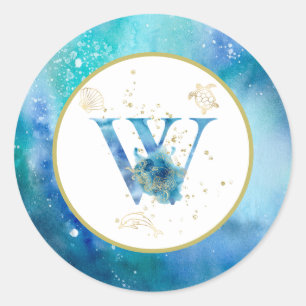 *~* LETTRE W - Autocollant d'enveloppe de plage na