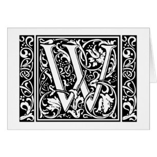 Lettre W Monogramme médiéval Art Nouveau