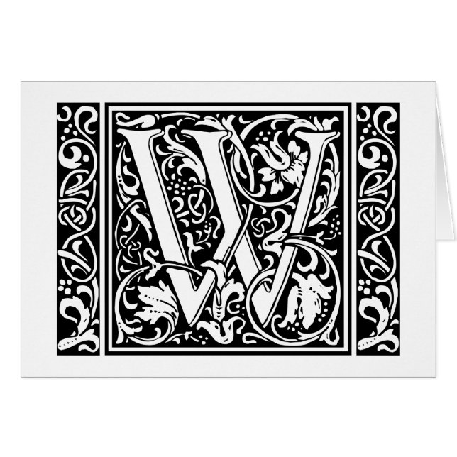 Lettre W Monogramme médiéval Art Nouveau (Devant horizontal)