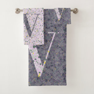 LETTRE W PETITES FLEURS violet