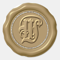 *~* Lettre W Stickers Cercle Diamant cire d'or