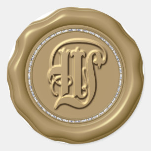 *~* Lettre W Stickers Cercle Diamant cire d'or