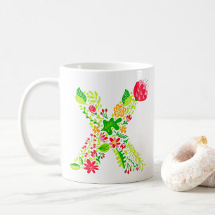 Lettre X en Fleurs Café Mug