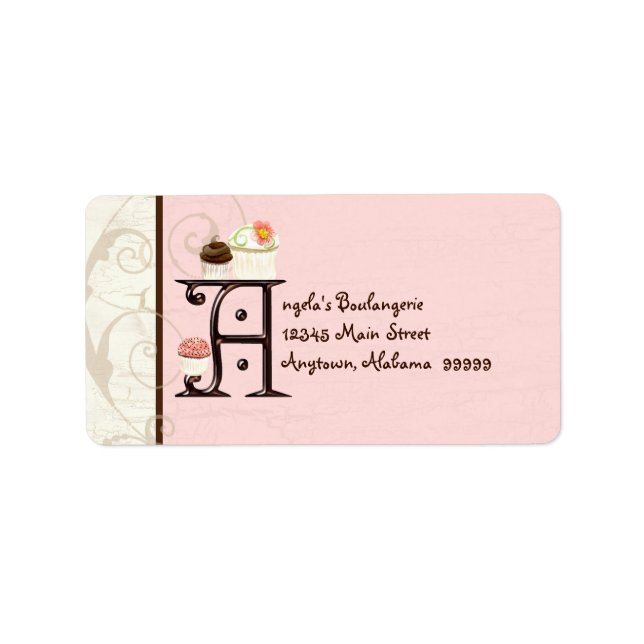 Lettre Y Cupcake Adresse professionnelle Étiquette (Devant)
