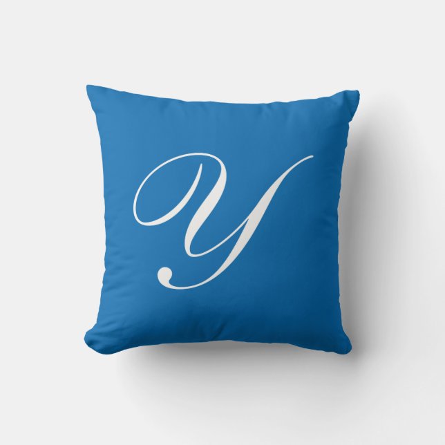 Lettre Y Monogramme bleu Coussin (Recto)