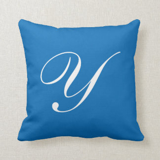 Lettre Y Monogramme bleu Coussin