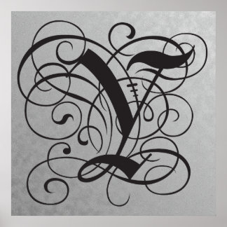 Lettre Y, Monogramme gothique Poster noir
