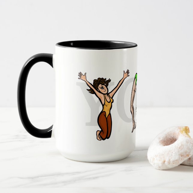 LETTRE Yoga Positions Mug féminin (Avec donut)