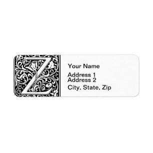 Lettre Z Monogramme médiéval Art Nouveau