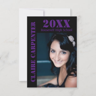 Lettres au crayon noir/pourpre-3x5 Faire-part grad