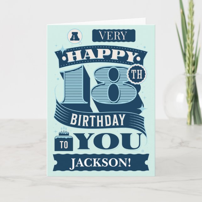 Lettres audacieuses Bonne 18e carte d'anniversaire (Devant)