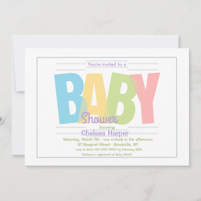 Lettres baby showers Invitation (Devant)