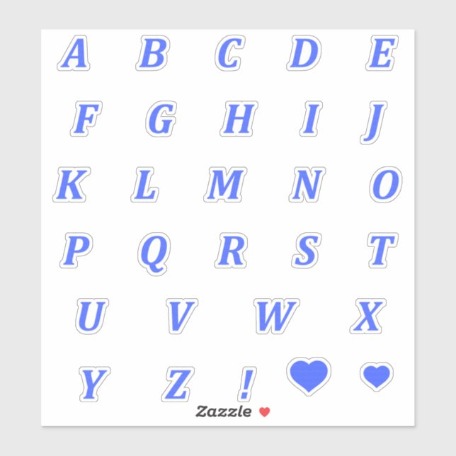 Lettres bleues modernes | Stickers Alphabet Monogr (Feuille)