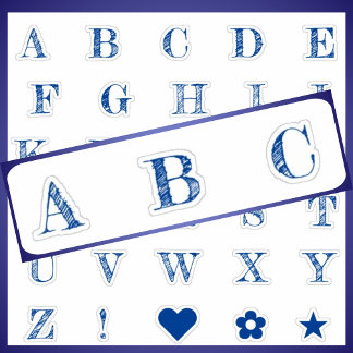 Lettres bleues royales | Stickers Alphabet Monogra