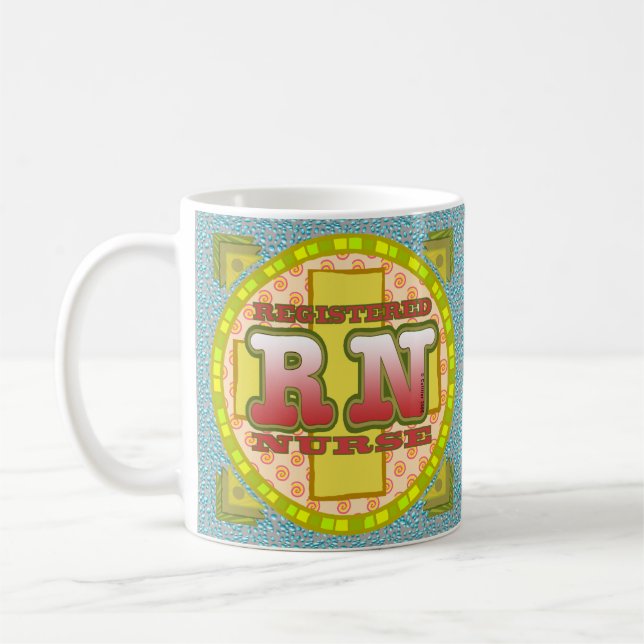 Lettres croisées, coutume RN Nurse mug (Gauche)