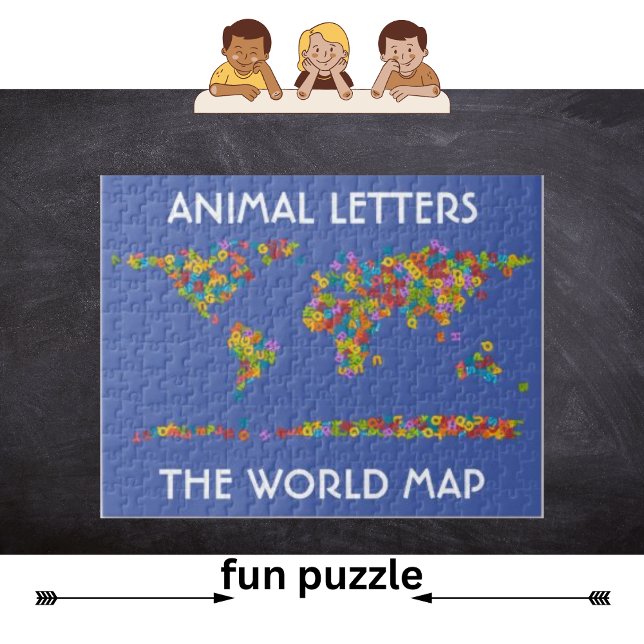 Lettres d'animaux World Map Alphabet Jigsaw Puzzle (Créateur téléchargé)