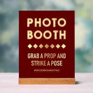 Lettres de Marquee Or Rouge Photobooth de Mariage