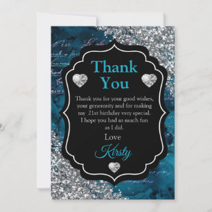 Lettres de sirène turquoise Merci de Parties scint