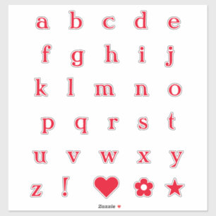 Lettres de texte rouge   Stickers Alphabet Monogra
