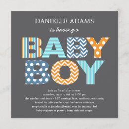 Lettres découpées Baby shower Invitation - Garçon