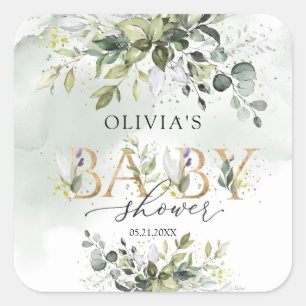 Lettres d'or Boho eucalyptus autocollant Baby show