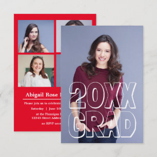 Lettres en bloc rouge - Faire-part de 3x5