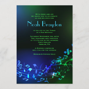 Lettres et notes hébraïques éclatantes Invitation 