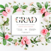 Lettres florale flush Graduation Invitation