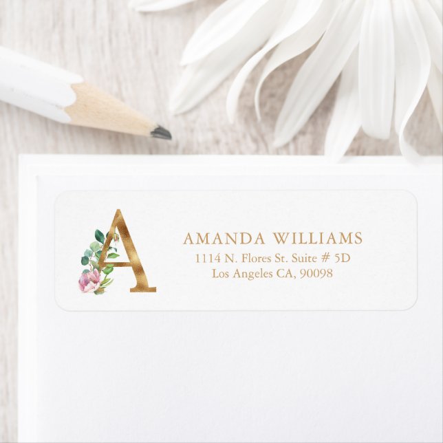 Lettres florales d'or - Monogramme (En situation)