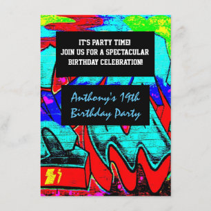 Lettres Graffiti Invitation d'anniversaire