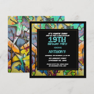 Lettres Graffiti Invitation d'anniversaire