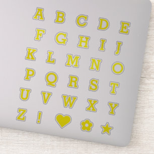 Lettres Jaunes tendance   Stickers Alphabet Monogr