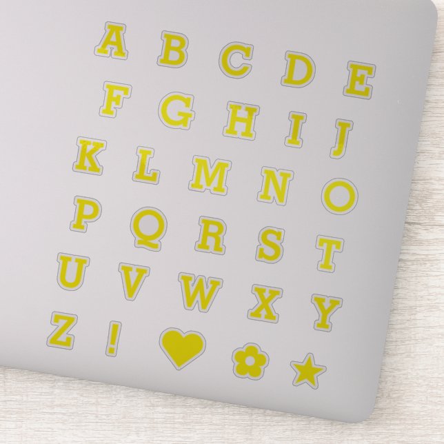 Lettres Jaunes tendance | Stickers Alphabet Monogr (Détail)