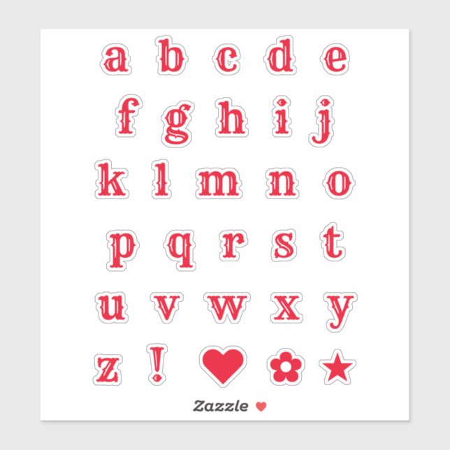 Lettres occidentales rouges | Stickers Alphabet Mo (Feuille)