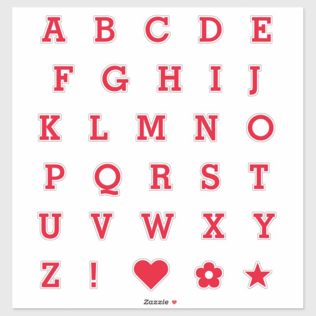 Lettres rouges modernes | Stickers Alphabet Monogr (Feuille)