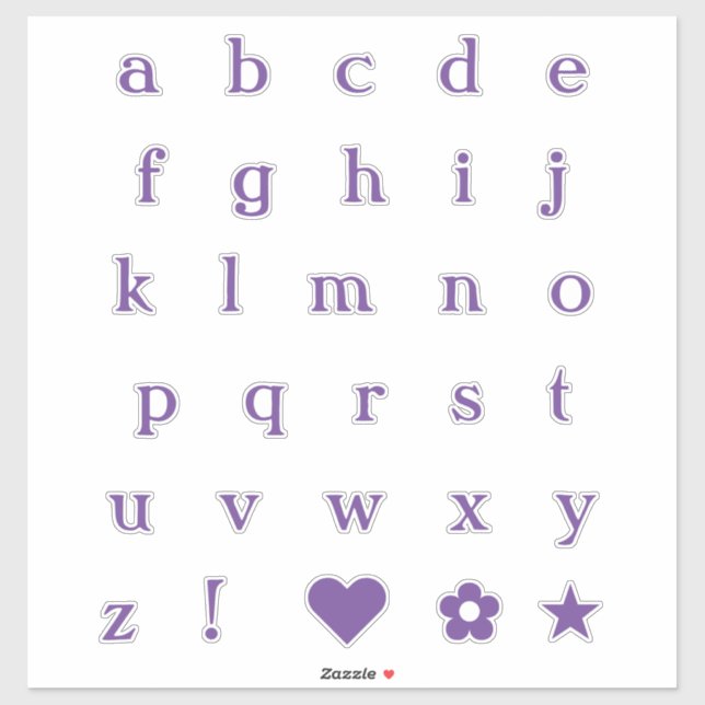 Lettres texte violet | Stickers Alphabet Monogramm (Feuille)
