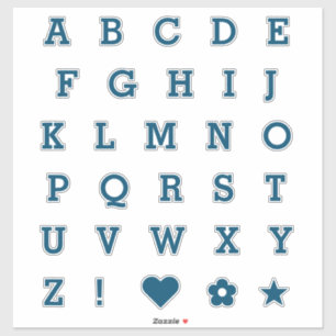 Lettres Turquoises modernes   Stickers Alphabet Mo