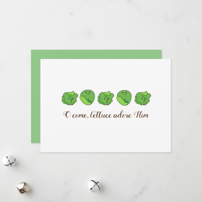 "Lettuce Adore Him" Personalized Christmas Card (Front/Back In Situ)